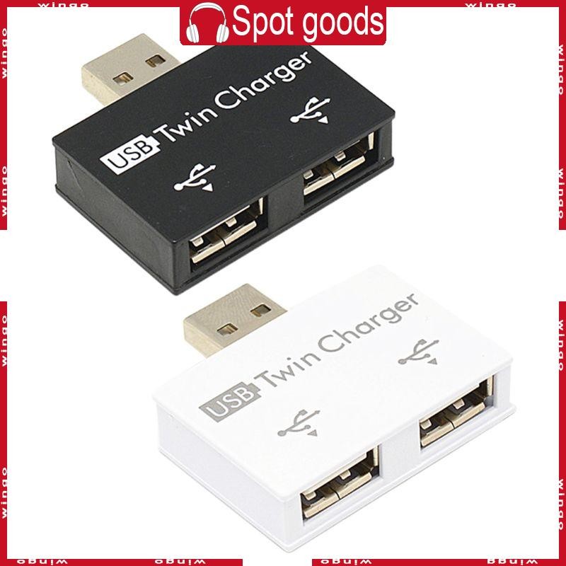 Fashion Mini USB Hub 2 Ports USB 2.0 Splitter Charger Adapter for Mobile Phone P