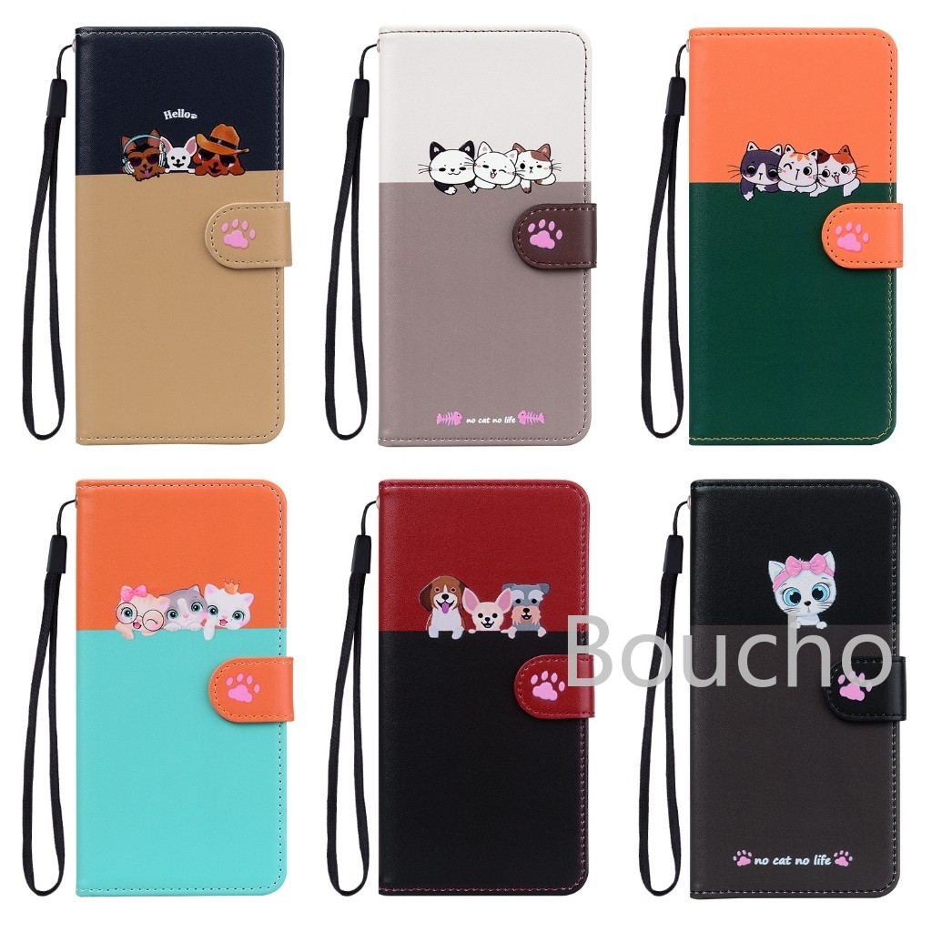 สําหรับOppo Reno 13 12 Pro 13F A79 A98 5G A17 A17K A96 A76 A36 A78 A58 4Gสัตว์น่ารักรูปแบบหนังโทรศัพท์กรณีกระเป๋าสตางค์ผู้ถือบัตรฝาครอบ