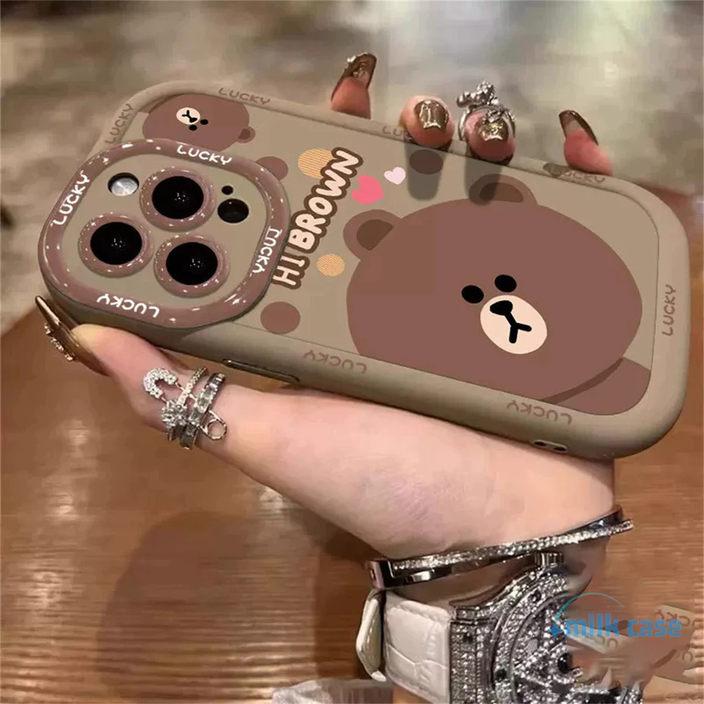 เคสไอโฟน การ์ตูนหมีสีน้ำตาล สำหรับ IPhone 11 15 16 13 12 14 Pro Max XR X XS Max 7 8 15 Plus เคส IPhone เคสไอโฟน 13 P626