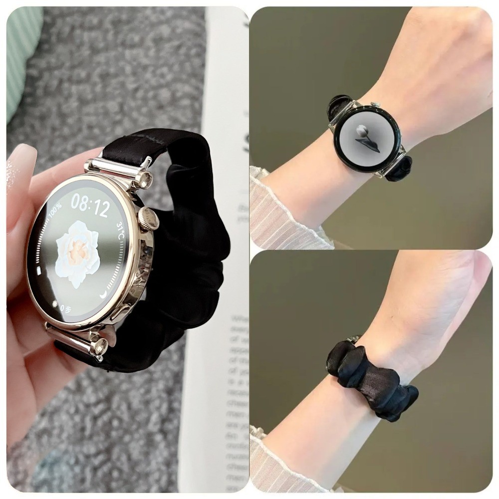 สายรัด 18/22/20 มม. สําหรับ Samsung Galaxy Watch 7/6/5/4/FE 40/44 มม. ผู้หญิง Scrunchie สําหรับ Huawei GT5/4 Pro 46/41 มม.