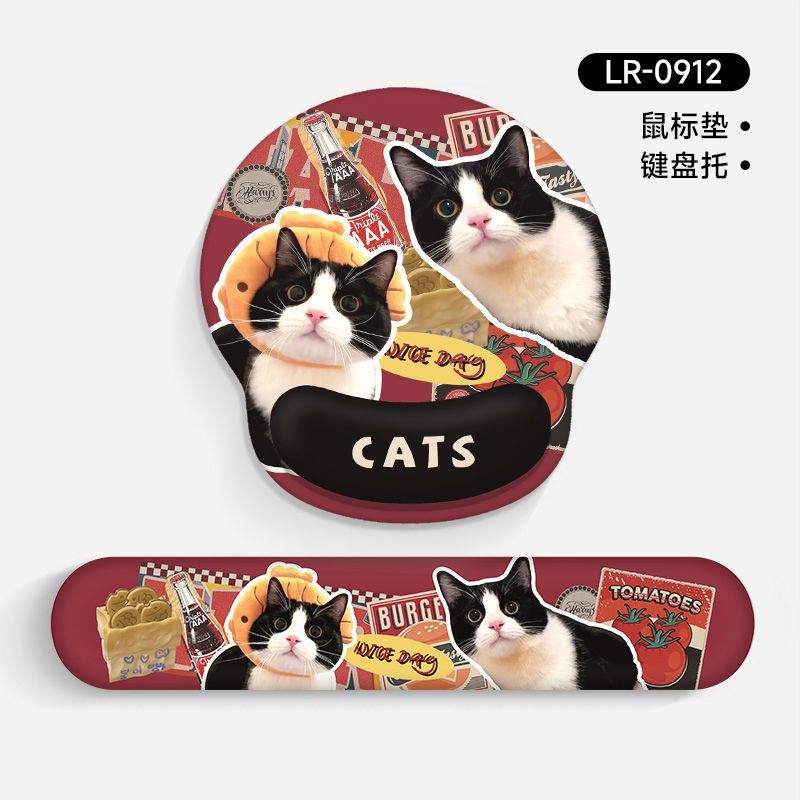[ข้อเสนอพิเศษ] SION Original Rock Kitten แผ่นรองเมาส์ข้อมือหญิงสํานักงานแล็ปท็อปแป้นพิมพ์ส่วนที่เหลือการ์ตูนอุปกรณ์ต่อพ่วงของขวัญขายร้อน