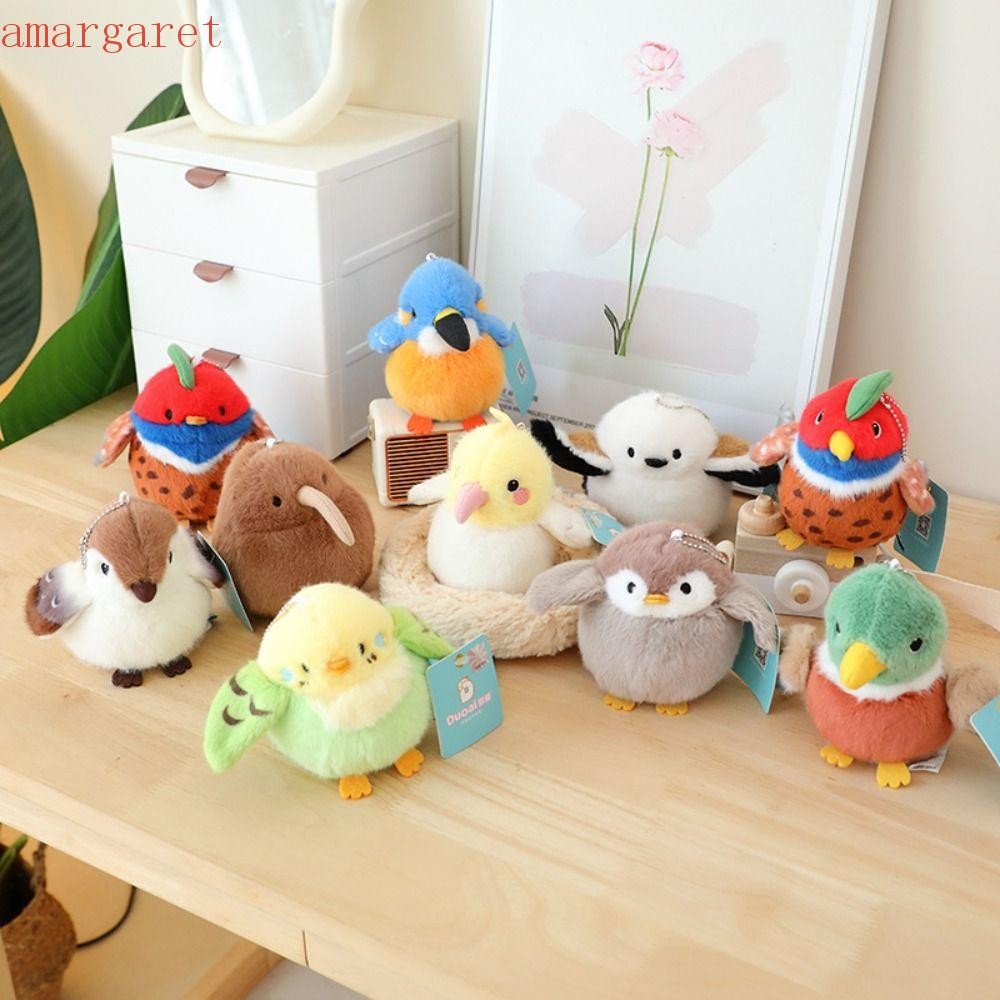 ของเล่นตุ๊กตานก AMAGARET จี้นกนุ่มสีสันสดใส ตุ๊กตานกกระจอกนกแก้วน่ารัก