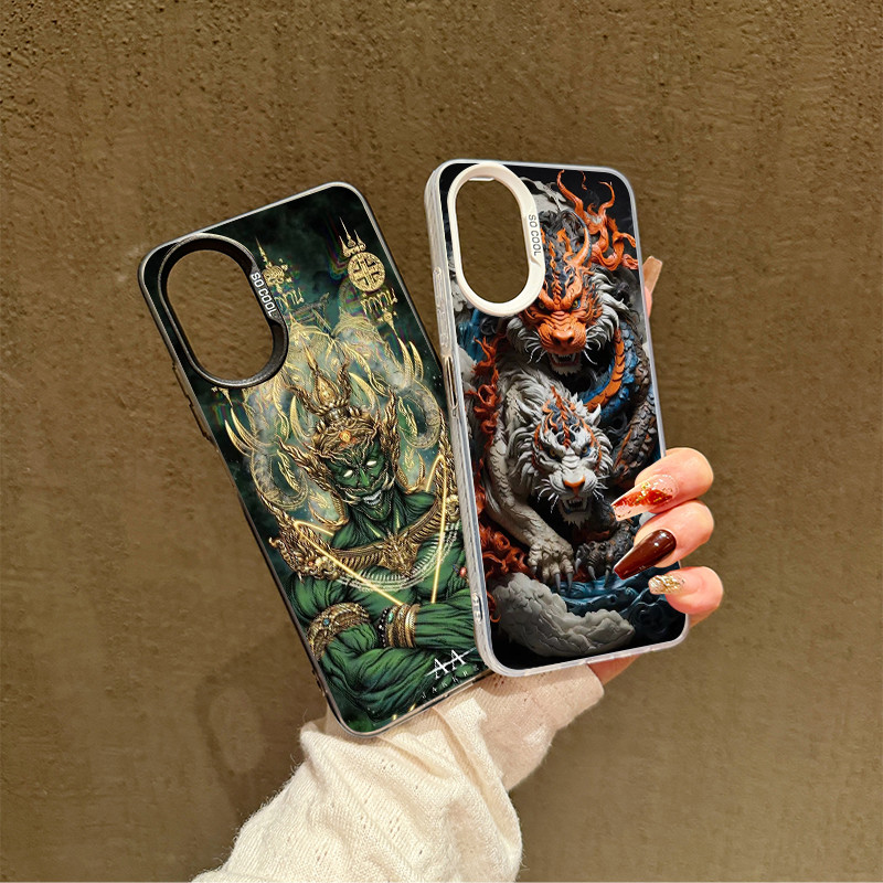 สำหรับ OPPO A18 A38 A15 A15s A60 A35 A17 A17K A79 5Gตราศักดิ์สิทธิ์สีเขียวทอง OPPOA57(4G) A77 A77S(4G)