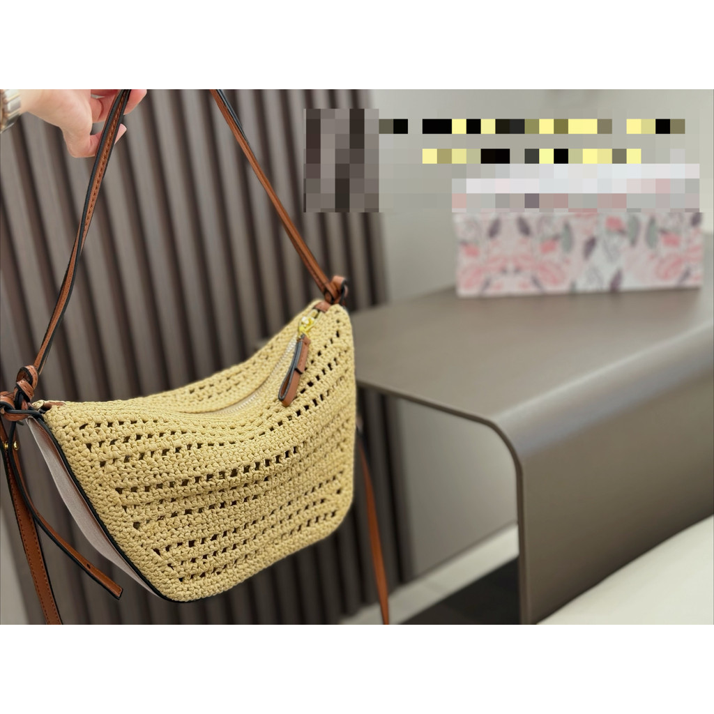 L- New Strawทอ Hobo Paulas Ibiza Series กระเป๋าสะพายข้างผู้หญิง (พร้อม Bxo)