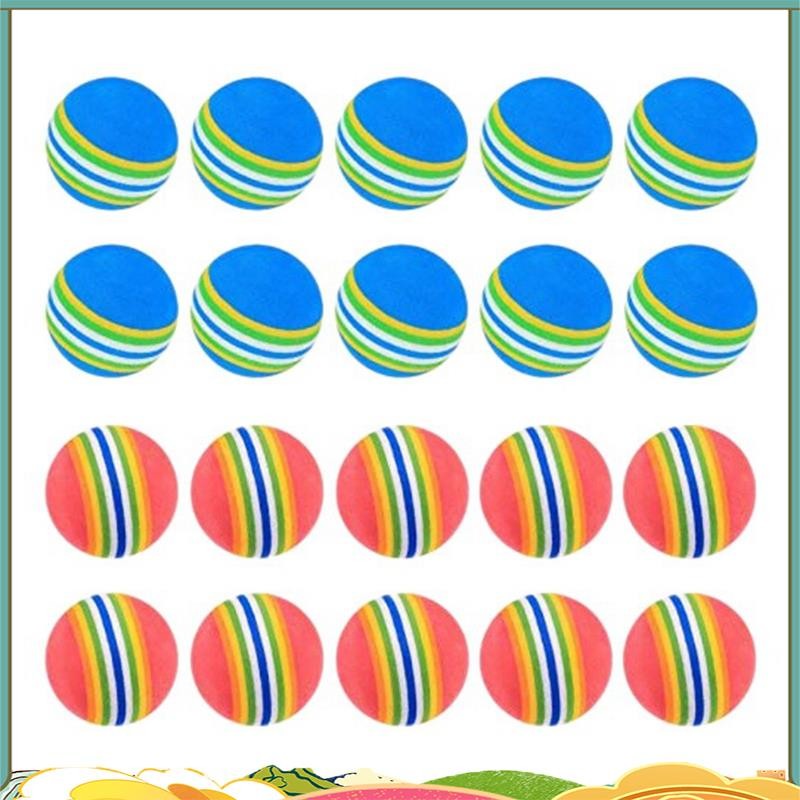 20 ชิ้นลูกกอล์ฟSoft Foam Garden Golf Balls Practice Golf Balls ฟองน้ํา Rainbow Golf Balls สําหรับในร