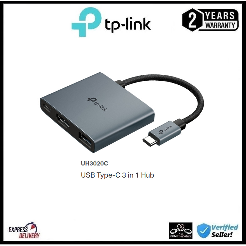 TP-Link UH3020C USB-C Hub 3-in-1 ถึง HDMI 4K @ 60Hz 100W PD พอร์ต USB อะแดปเตอร์สําหรับเดสก์ท็อปแล็ป