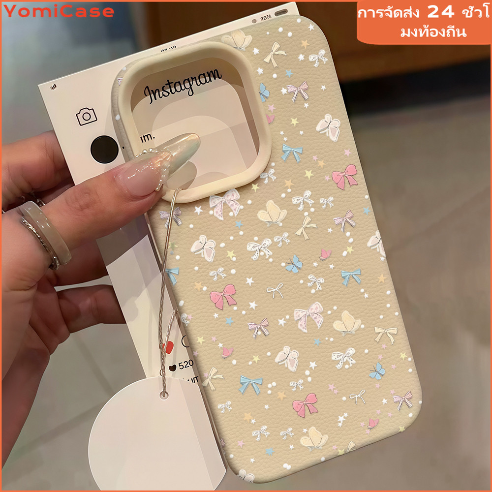 เคสไอโฟน13 11 16promax กรณีโทรศัพท์มือถือโบว์น่ารัก การ์ตูนน่ารักสีลูกกวาด case for iPhone 15 14 12 ProMax XS XR 78 Plus - รูปที่ 2