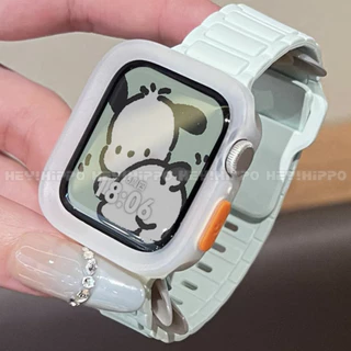 สายรัดซิลิโคนสามเส้นพร้อมเคสป้องกันเหมาะสําหรับสมาร์ทวอทช์ซีรีส์ 10/9/8/7/6/5/กับ/4/3/2/1 สายรัดสีลูกกวาดเหมาะสําหรับ ฉันดู 49/46/45/44/42/41/40/438มม