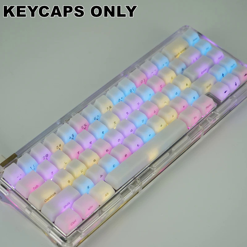 130 Keys Matte Translucent ABS Keycaps Screen Printing Legends Keycap Set for Mx Cherry Switch Mecha