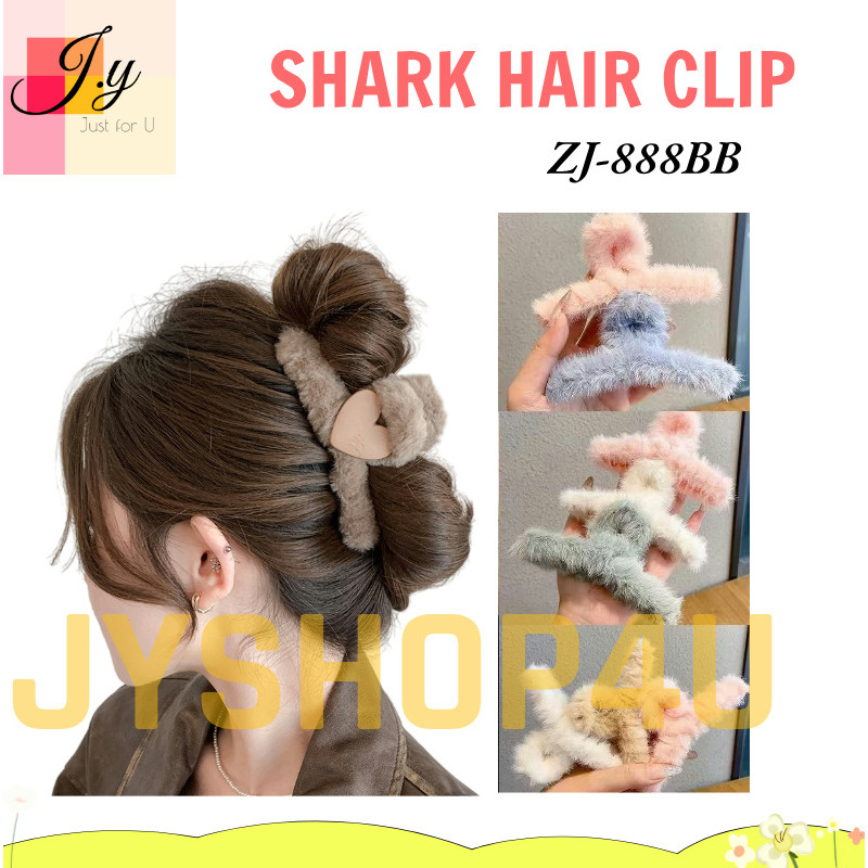 (JYSHOP4U) กิ๊บติดผมตุ๊กตาฉลามสไตล์เกาหลี Big Claw Clamp สําหรับผู้หญิง ZJ-888bb 毛绒鱼夹