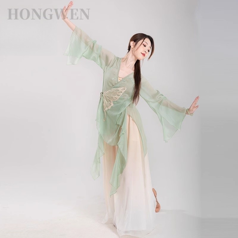 ผีเสื้อคลาสสิกเต้นรําเครื่องแต่งกายจีนสง่างามศิลปะการแข่งขันสูท