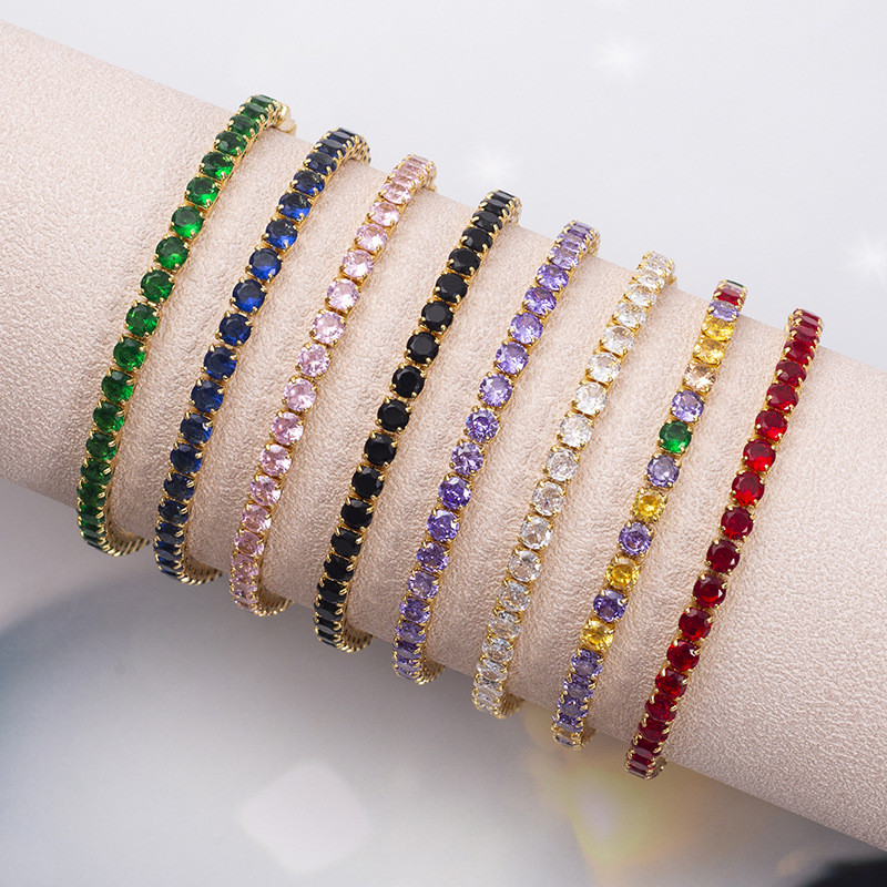 สร้อยข้อมือเพทายยอดนิยมของอเมริกายุโรปเพชรสีสันสดใสเครื่องประดับที่ไม่ซ้ําใคร