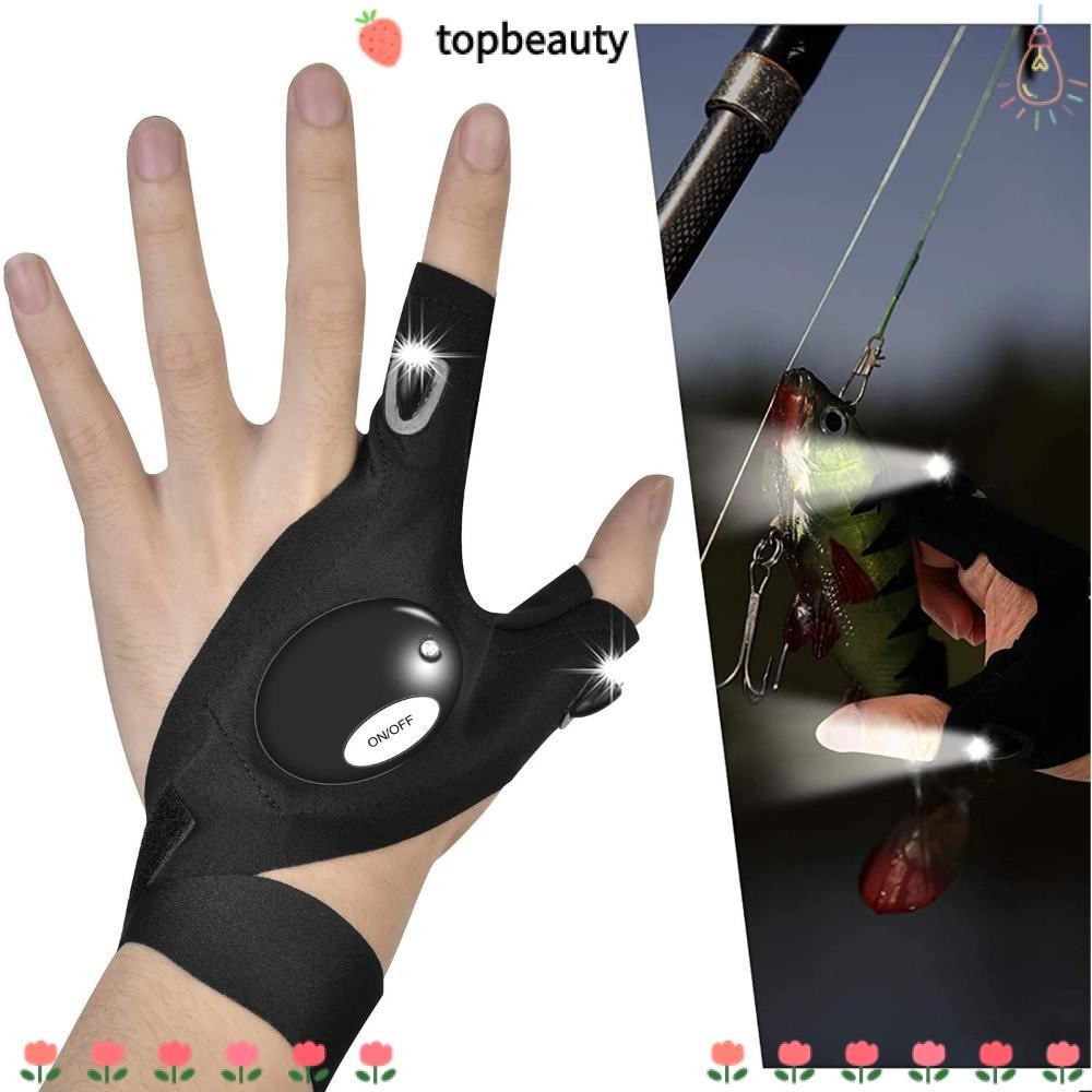 Topbeauty ถุงมือไฟฉายเดินป่าตั้งแคมป์ไฟฉายตกปลาซ่อมแสง
