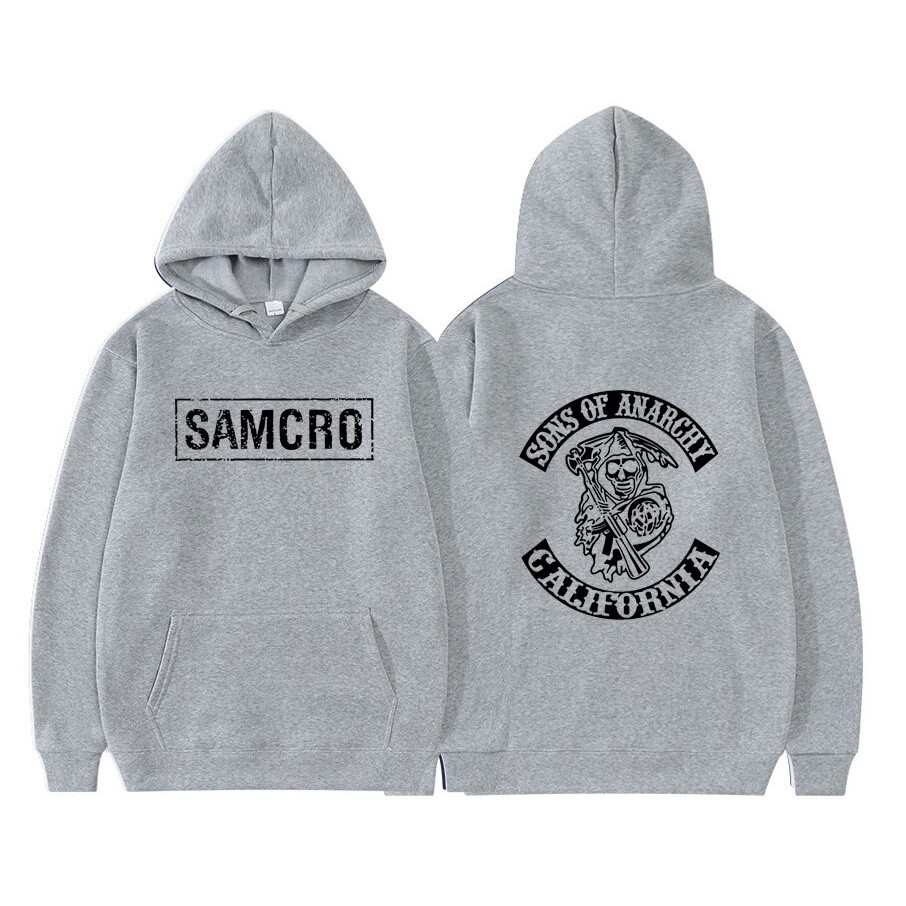 2024 เสื้อกันหนาว มีฮู้ด พิมพ์ลาย Sons of Anarchy SAMCRO สองด้าน สไตล์ฮาราจูกุ สําหรับผู้ชาย J4TI