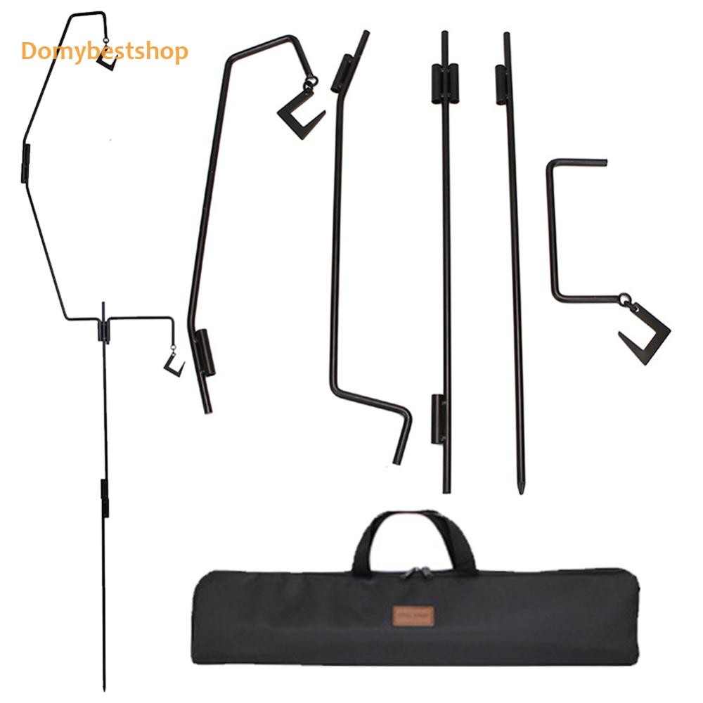 Camping โต๊ะขาตั้งตะขอพับโครงเหล็กผู้ถือโคมไฟแบบพกพาโคมไฟแขวนสําหรับปิกนิกเดินป่าอุปกรณ์ตั้งแคมป์ [Domybestshop.th]