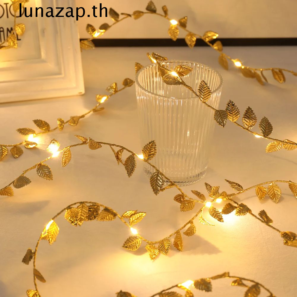 Lunazap Gold Leaf String Lights, ประดิษฐ์จําลอง Vine Fairy ไฟ, ตกแต่งบ้านที่ไม่ซ้ํากัน Creative LED Garland Light งานแต่งงาน