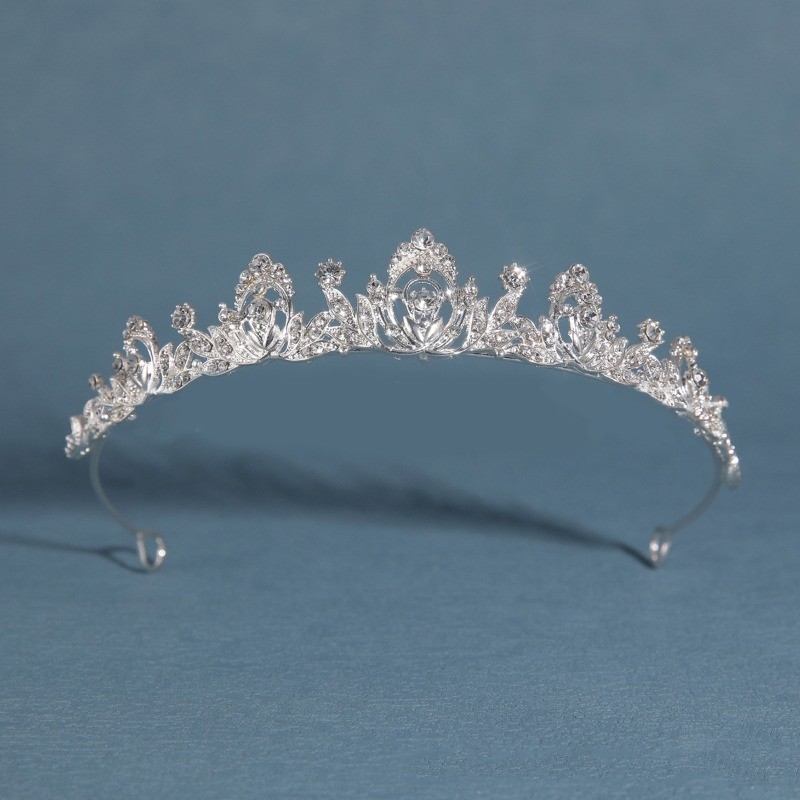 เงิน/ทองแต่งงานเจ้าสาว Tiara Headbands คริสตัลมงกุฎสําหรับผู้หญิงพรหม Diadem เครื่องประดับผม
