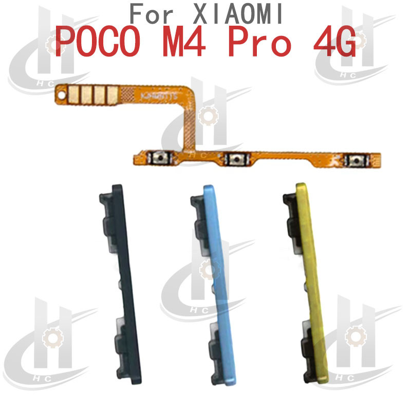 สําหรับ Xiaomi Poco M4 Pro 4G ปุ่มด้านข้าง Flex Cable Keys ปุ่มปิดระดับเสียงขึ้นและลงปุ่มด้านข้างเปลี่ยนส่วน