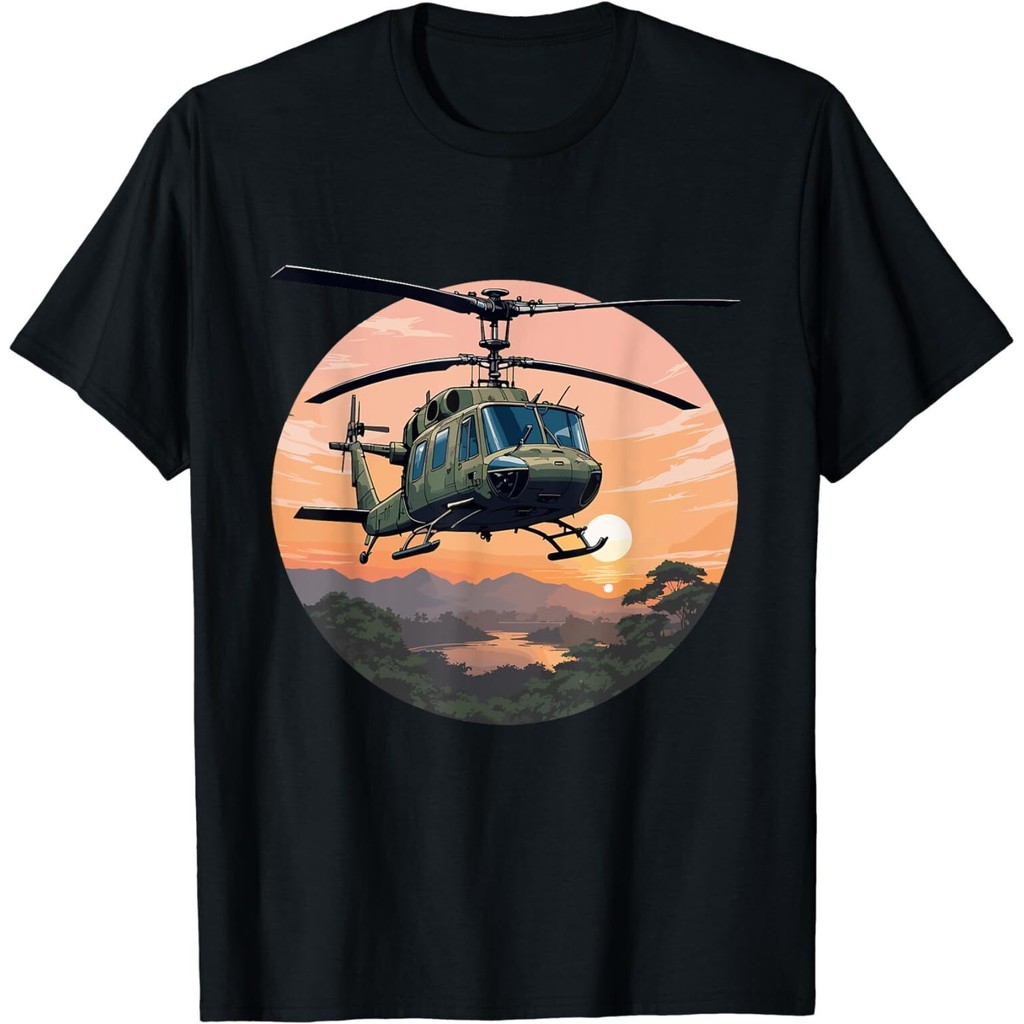 Uh-1 Huey Helicopter Shirt Sunset Vietnam Design Giftเสื้อยืด