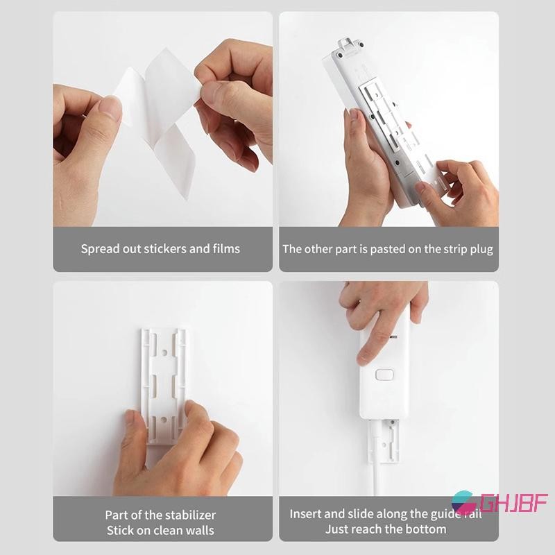 Ghjbf] Wall-Mounted Flip Fixer สติกเกอร์ Punch-free Home Self-Adhesive Socket Fixer Cable Wire Organizer Power Strip Holder ศนนนนเดิมเดิม คอเต่า - รูปที่ 4