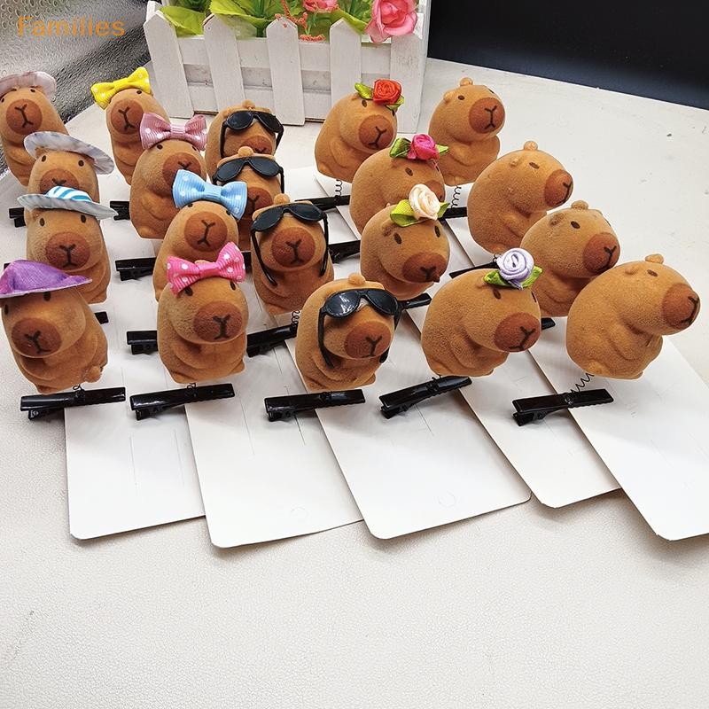 Families> 1 ชิ้นการ์ตูนเด็ก 3D Capibala กิ๊บติดผมตุ๊กตา Hairpin DIY โบว์แว่นตากันแดด Rose หมวกออกแบบ Capybara Duckbill คลิปอุปกรณ์เสริมดี