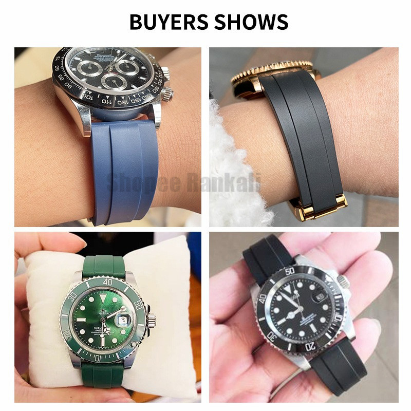 สายนาฬิกาซิลิโคนสําหรับ Rolex Band พร้อมหัวเข็มขัดสไลด์แข็ง 20 มม.สร้อยข้อมือดําน้ํายางนุ่มสําหรับ GMT Daytona Submariner สายรัดข้อมือ