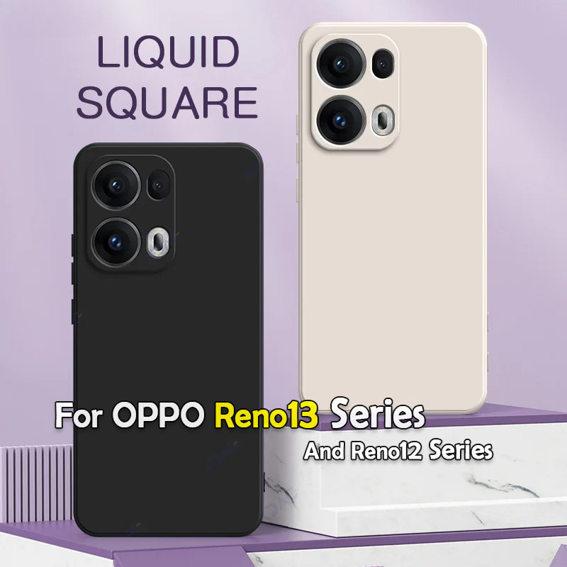 ปลอกซิลิโคนเหลวสําหรับ OPPO Reno13 12 Pro F OPPOReno13Pro Reno12Pro Reno 13 12 5G เคสโทรศัพท์สแควร์ Slim คู่กล้องเลนส์ป้องกันกันกระแทกนุ่มปกหลัง