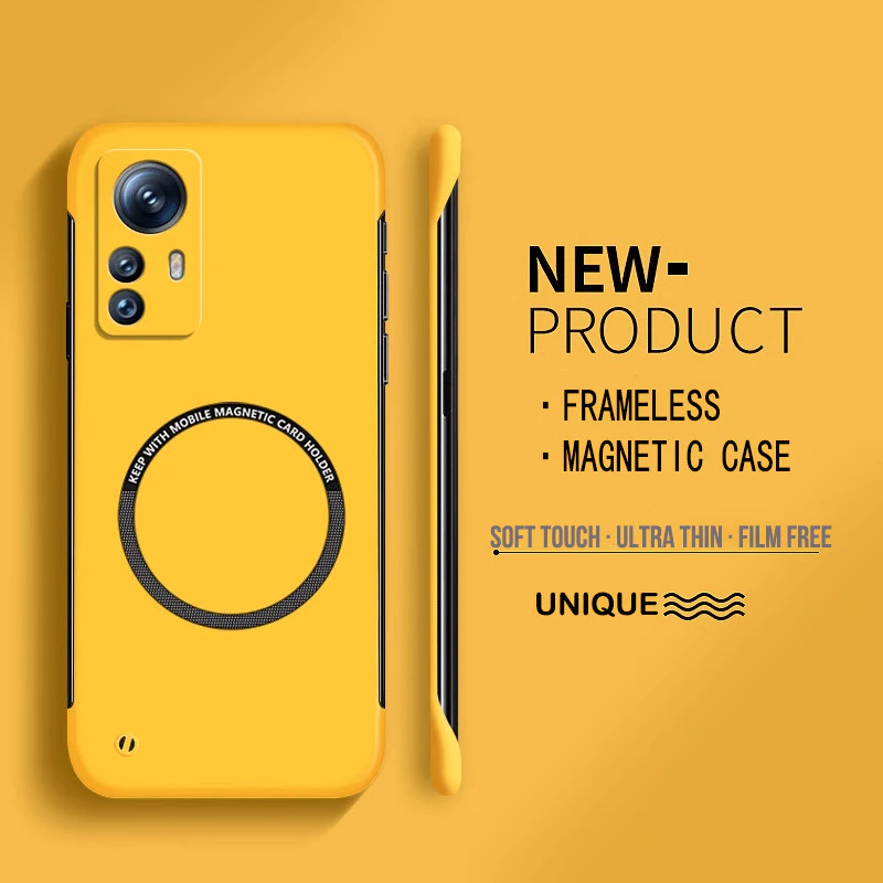 สําหรับ Xiaomi 12 12S 12T Pro Frameless ไร้สายชาร์จแม่เหล็ก Ultra Thin Matte โทรศัพท์ Hard Cover Case