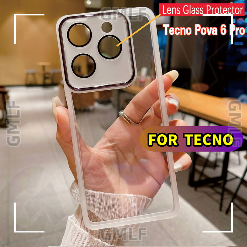 สําหรับ Tecno Pova 6 Pro 2in1 พร้อมป้องกันกล้องเคสโทรศัพท์สําหรับ Tecno Pova 6 Pro Pova6 Pro TecnoPova6Pro 5G 2024 กันกระแทกกล้องเลนส์ป้องกันปลอกสแควร์ชุบปกหลัง