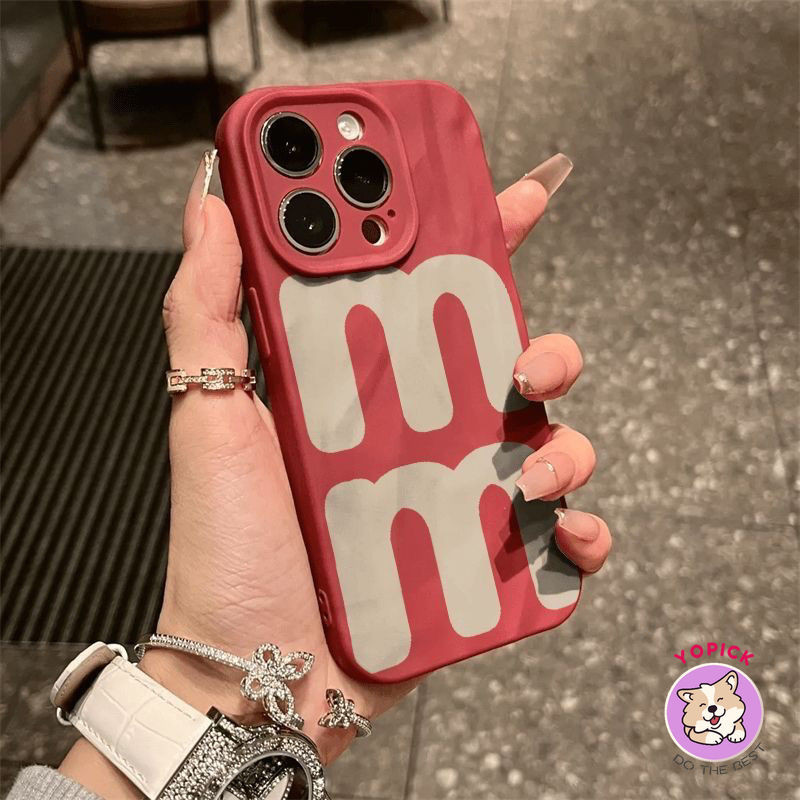 สําหรับ iPhone 16Pro Max สาว 11 13 12Pro Max 14Plus 15Pro XR XS Max 7 8 Plus SE2020 โทรศัพท์การ์ตูน Minimalist M สําหรับ iPhone 16 16Pro 16Plus นุ่ม ZZK