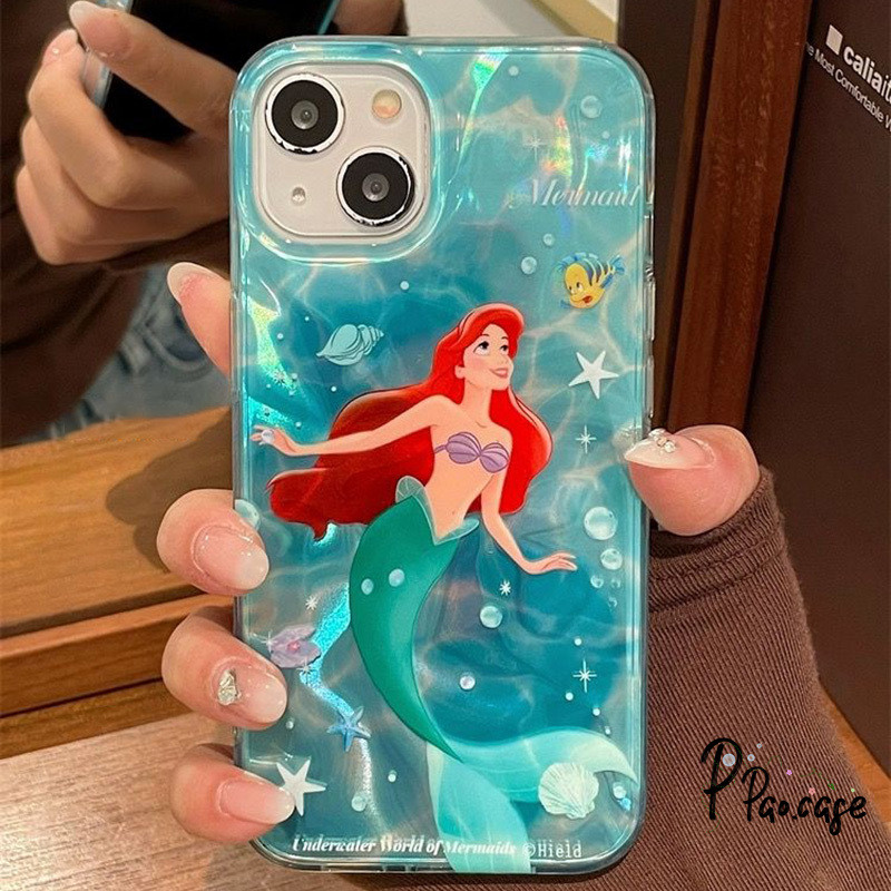 แฟชั่นนางเงือกเจ้าหญิงเข้ากันได้เคสไอโฟน 13 11 16 15 12 14 Pro Max 7 16 8 15 Plus X XS XR Max SE 2022 ปลาดาวน่ารักเคส