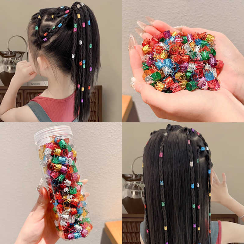 เด็กที่มีสีสัน Dreadlocks 2024 ใหม่โลหะถักคลิปผม Headwear
