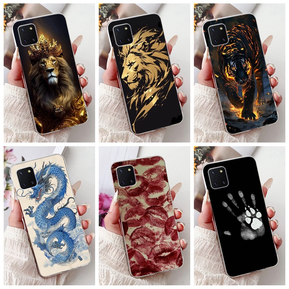 SAMSUNG ปลอกสําหรับsamsung Galaxy Note10 Liteเคสโทรศัพท์Cool Tiger Lion Dragon Soft TPUซิลิโคนสําหรับSamsungหมายเหตุ80 Lite A81 Shell