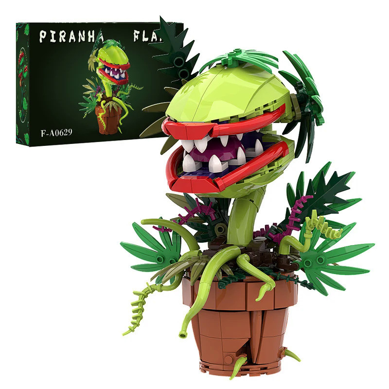 MOC Audrey II Piranha Plant Building Block Chomper Potted Plants Horrors Flower Model Bricks Assembl