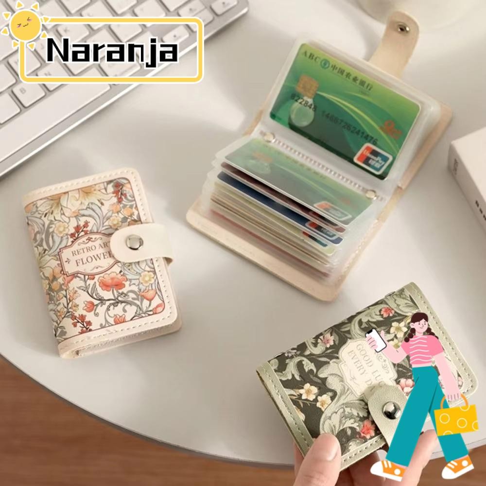 Naranja กระเป๋าสตางค์ผู้หญิง, 20/30 กระเป๋าการ์ดน้ําหนักเบากระเป๋าเงิน,ย้อนยุคความจุขนาดใหญ่หนัง PU กันน้ํานามบัตรผู้หญิง