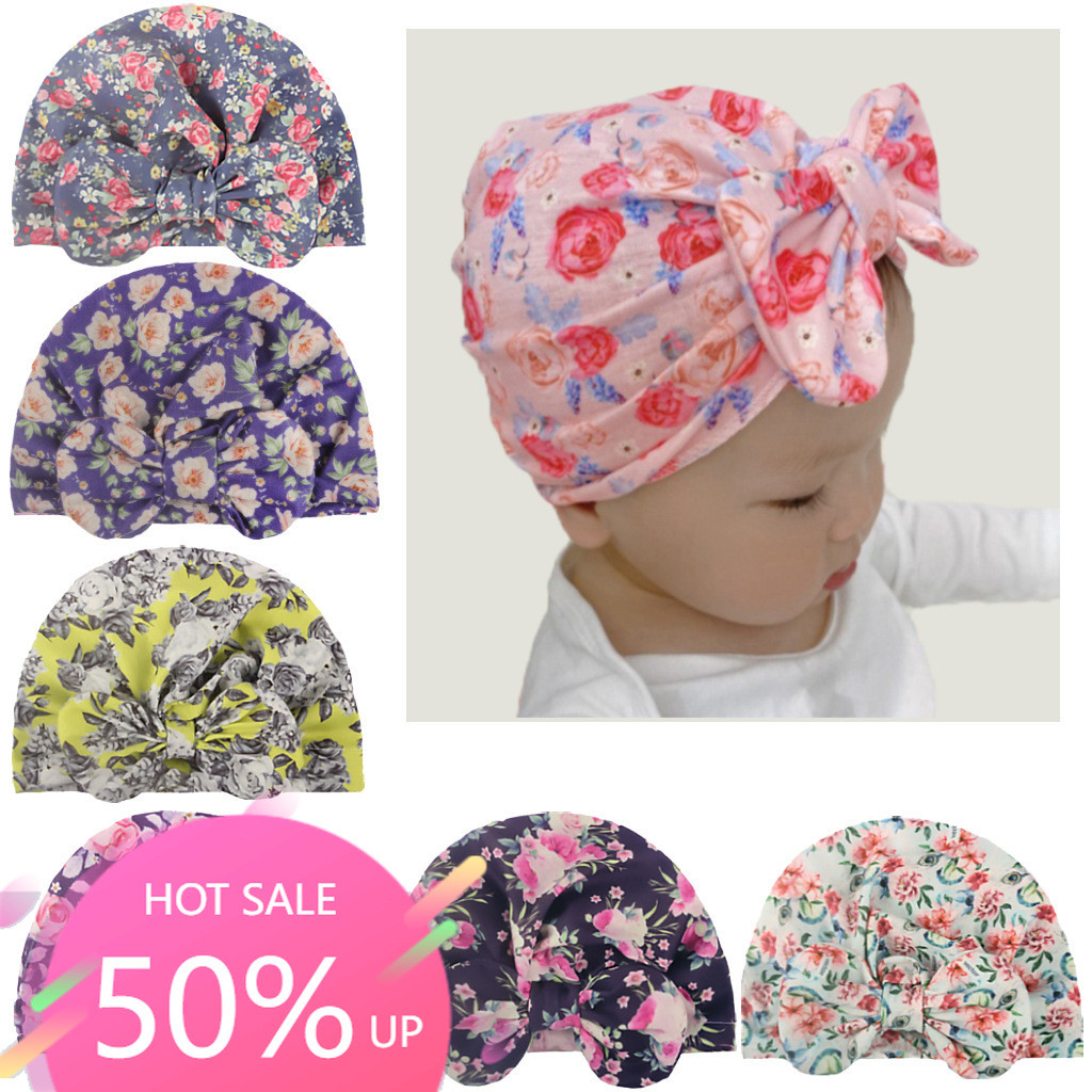 Sweety Kids Baby Turban Headband เด็กผู้หญิงทารกแรกเกิดหมวกยืดหยุ่นดอกไม้ Bowknot หวานน่ารักอุปกรณ์เสริมผม Headwrap