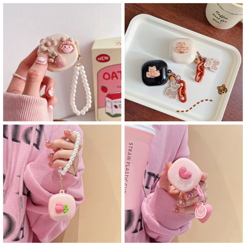 Ins สําหรับ Baseus Bowie E19/e16 กรณีการ์ตูนน่ารักพวงกุญแจจี้ซิลิโคนหูฟังสําหรับ Baseus e16 ฝาครอบ