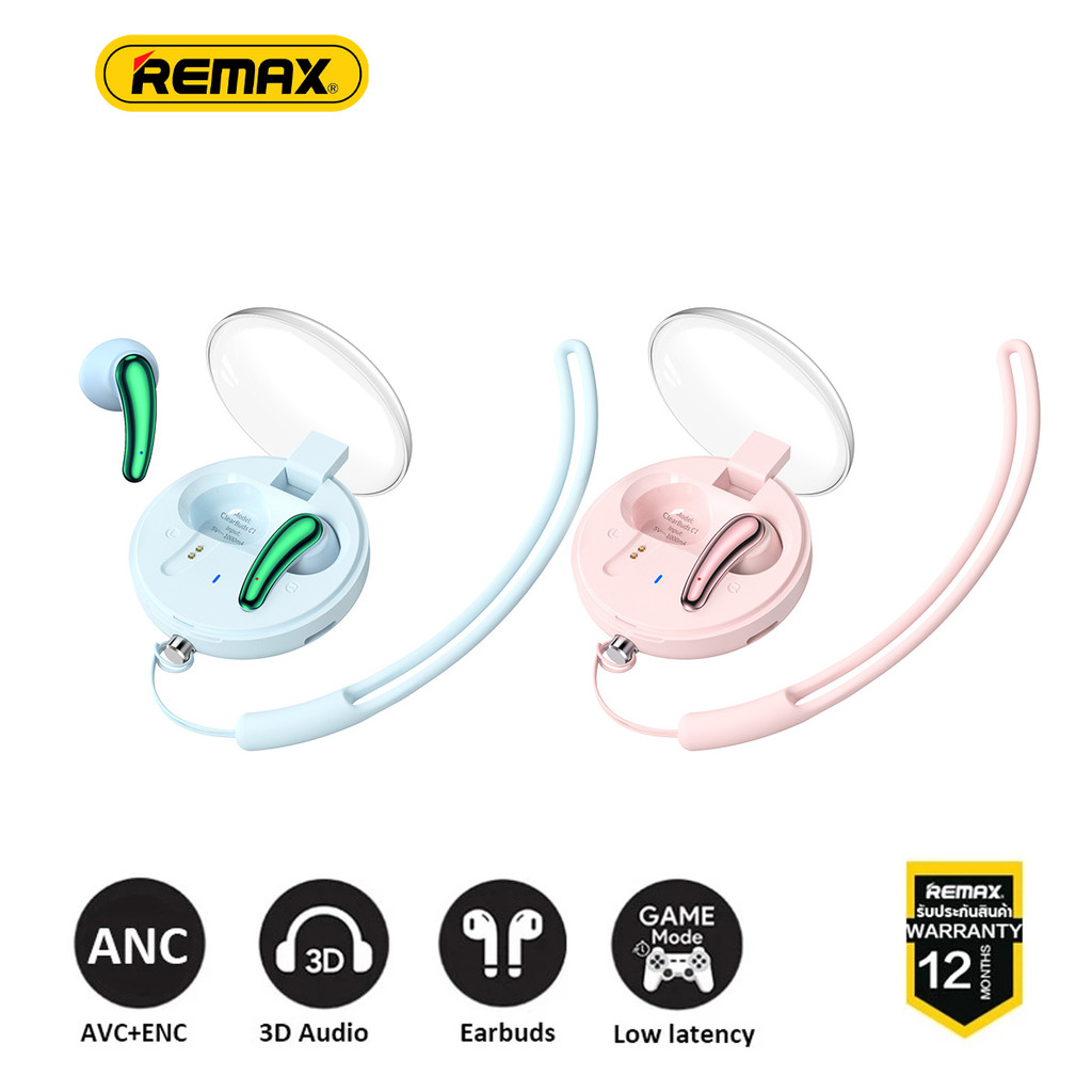 REMAX หูฟังบลูทู ธ ClearBuds C1 หูฟังบลูทูธ Soft Wearing หูฟังออกกําลังกาย ดับเบิ้ลยูเอชที หูฟังโทรออก