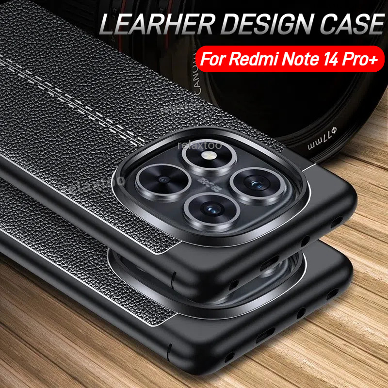 Luxury Leather Casing For Xiaomi Redmi Note14 Note 14 Pro Plus + Pro+ 14Pro+ Note14Pro+ 4G 5G Business Soft Phone Case Bumper Shockproof Protect Back Cover Casing