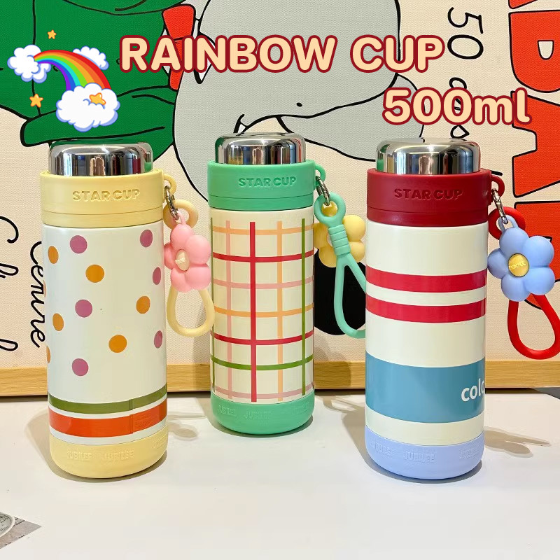 RAINBOW CUP แก้วสแตนเลส 316 พกพาสะดวก 500ml ถ้วยน้ำสไตล์การ์ตูนน่ารักๆ
