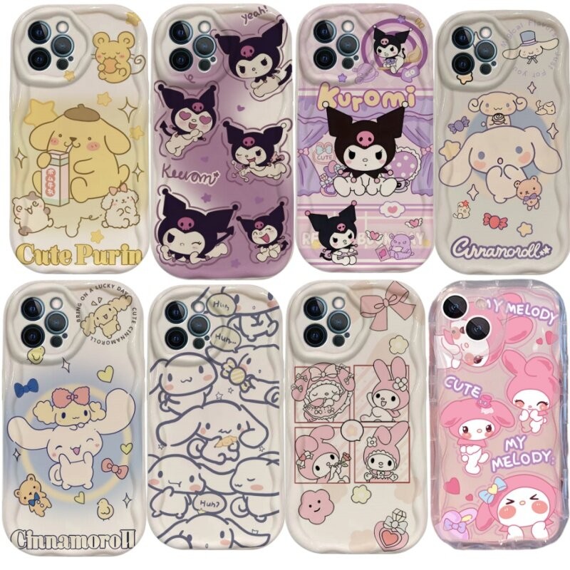 เคสโทรศัพท์สําหรับ Samsung Galaxy S24 FE S22 Ultra S23 S24 S25 Plus Ultra Cover Kuromi Cinnamoroll Melody น่ารัก Sanrio ซิลิโคนนุ่มกล้องป้องกันกันกระแทก