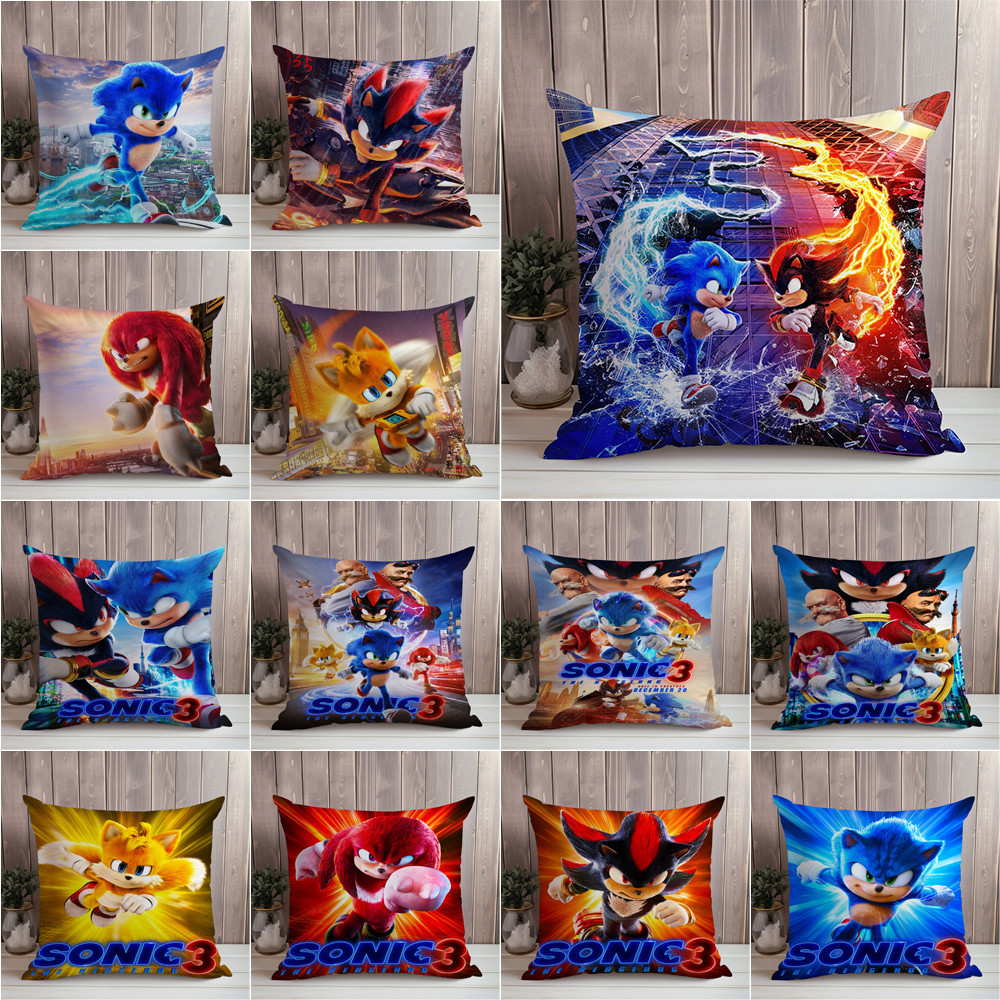 Sonic The Hedgehog 3 โยนปลอกหมอนด้านเดียวพิมพ์หมอน (ไม่มีแกน)