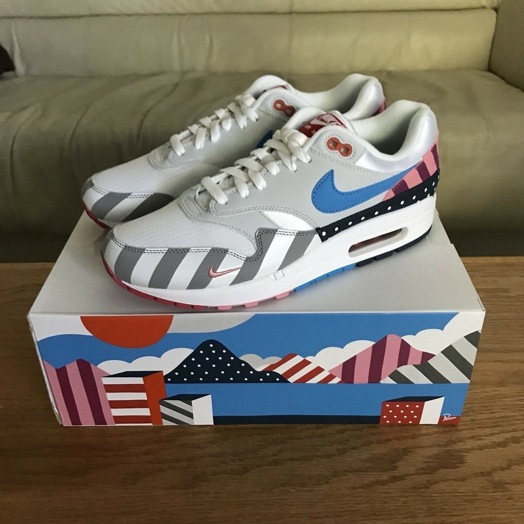 2018 Parra x NK AIR MAX 1 AT3057-100สีขาวหลายสีขาว/ทองคำขาวบริสุทธิ์ sopy