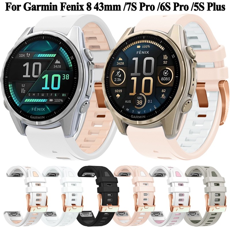 20มม. QuickFit ซิลิโคนสำหรับ Garmin Fenix 8 43มม. 7S/6s/6S pro/ 5S/5S plus/instinct 2S /epix Pro approach 42มม. สายนาฬิกา