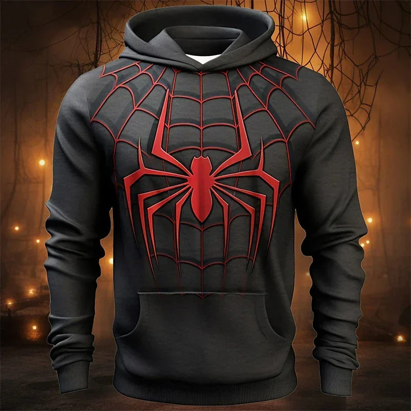 ผู้ชาย 3D พิมพ์ Marvel Spider Man รูปแบบ Hoodie เสื้อลําลอง Street Hip-hop Hoodie กีฬาแฟชั่นใหม่