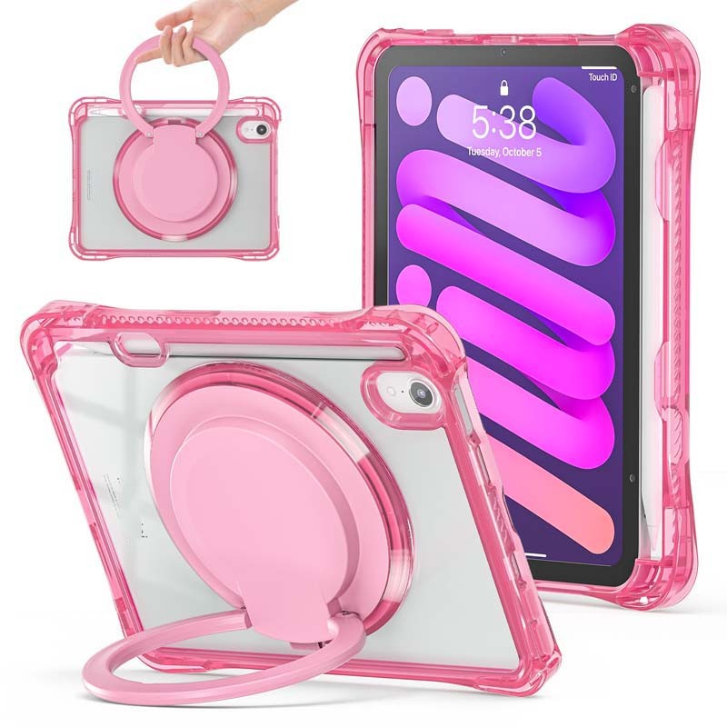 เคสป้องกันการตกสําหรับ 2024 iPad Mini A17 Pro A2993 A2995 A2996 cover iPadMini 6 A2567 A2568 A2569 7 8.3 นิ้ว Mini7/6 A17Pro หมุนขาตั้งด้ามจับฝาครอบทนต่อการตกพร้อมที่วางปากกา