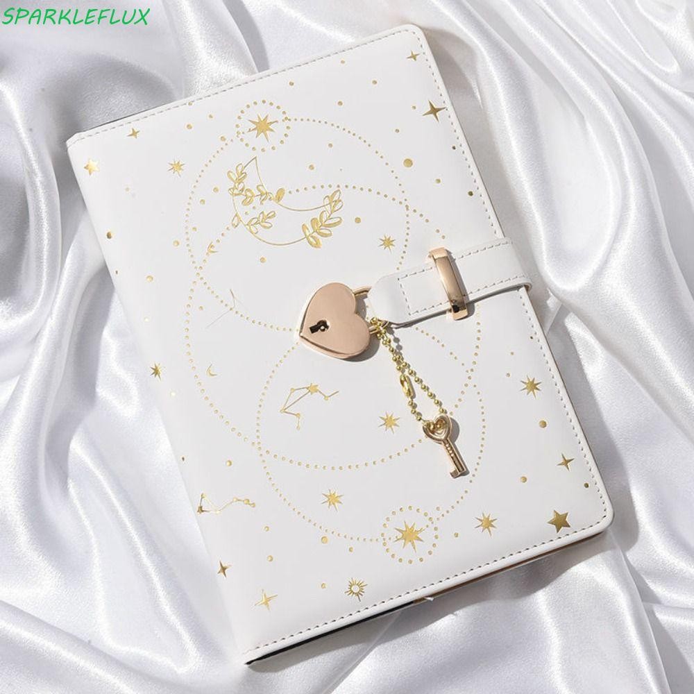 Sparkleflux สมุดบันทึกรหัสผ่าน, Heart Key Lock เครื่องเขียน A5 โน๊ตบุ๊คพร้อมล็อค, สมุดไดอารี่ที่ไม่ซ้ํากันปกป้องความลับ Love Girl Diary Travelers Journal Student