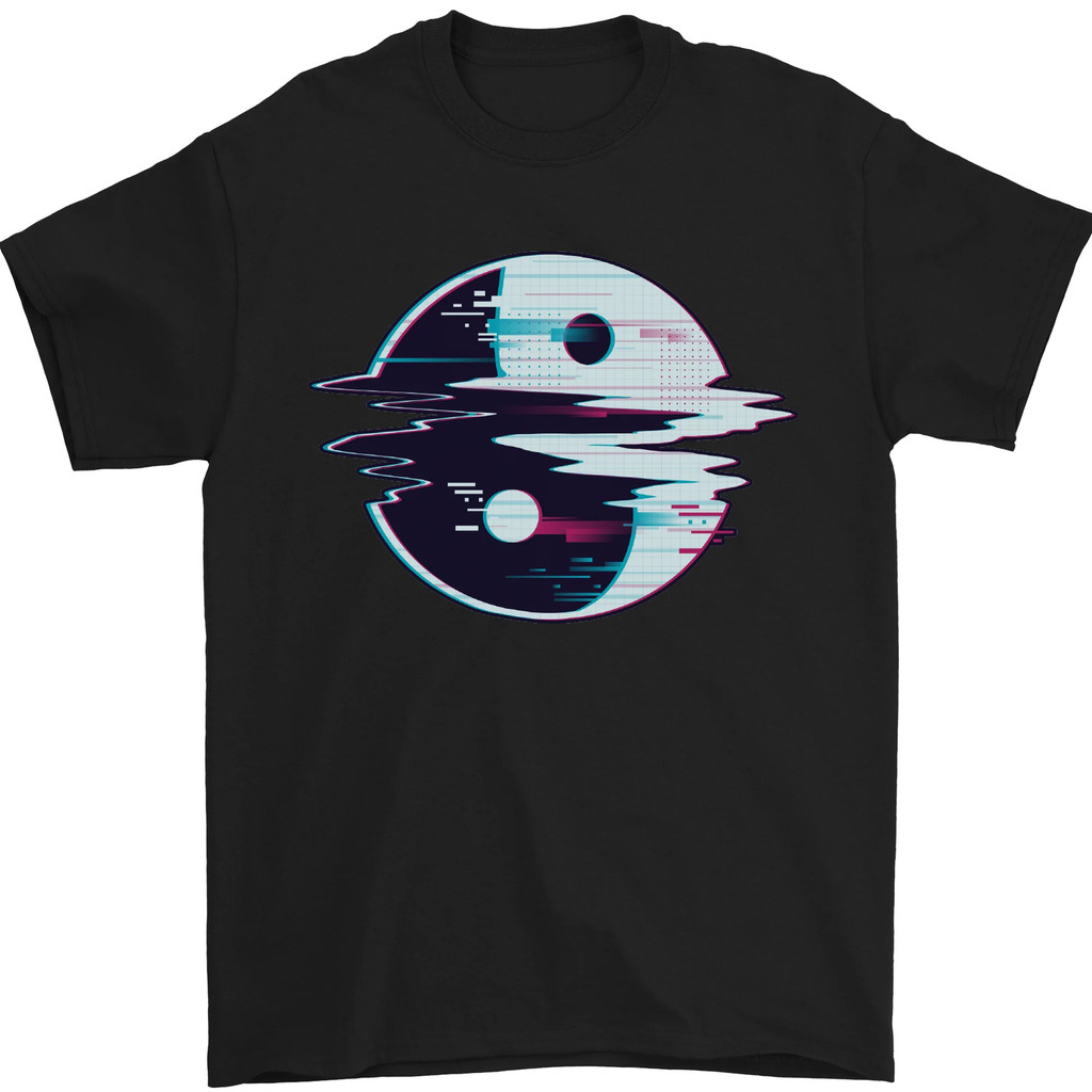 Yin Yang Glitch Yoga Meditation Sci-Fi Mma Mens T-Shirt ผ้าฝ้าย 100%