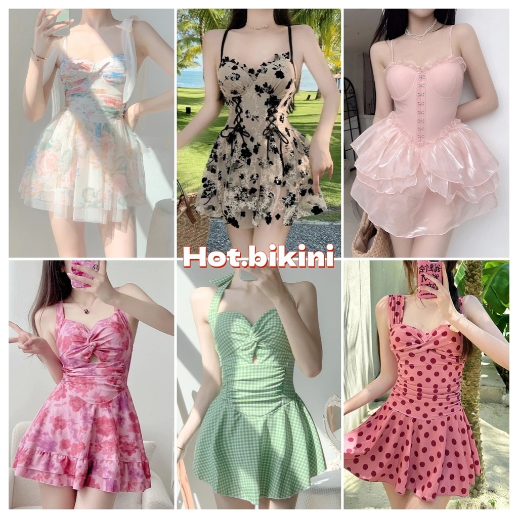 Hot.bikini💛 ส่งไวจากไทย 💛ชุดว่ายน้ำวันพีช ชุดว่ายน้ำเกาหลี ลายดอก ผูกคอ สไตล์เซ็กซี่ ผ้าแห้งไว มีแผ่นรองอก หลากหลายสไตล์