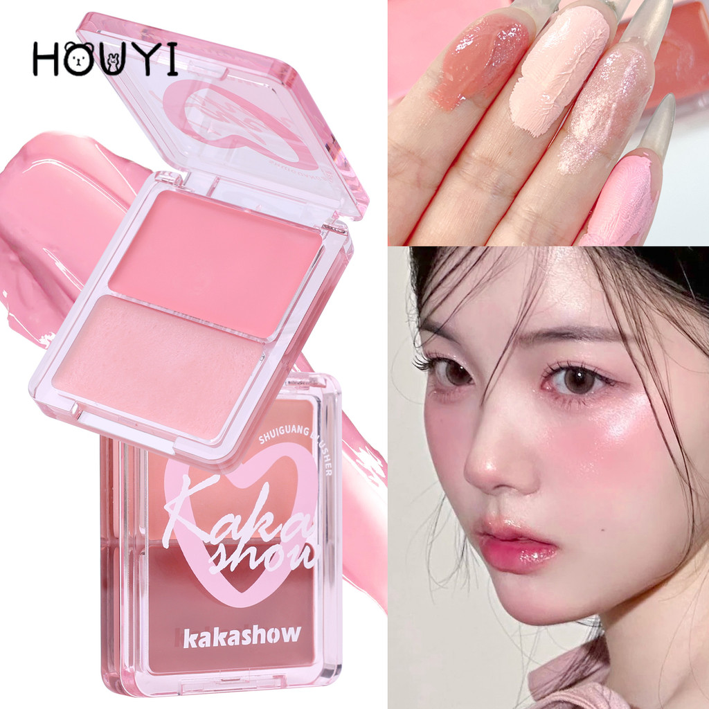 สองสี Water Light Facial Tint Rouge Blusher - เครื่องสําอางบํารุงผิวหน้าเข้มข้นธรรมชาติยาวนาน